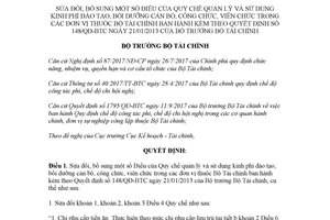 Quyết định 2349/QĐ-BTC 2017 sửa đổi Quy chế quản lý kinh phí đào tạo bồi dưỡng cán bộ
