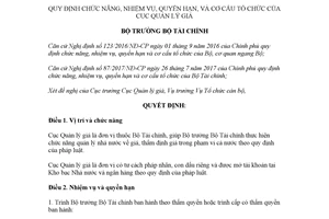 Quyết định 2386/QĐ-BTC 2017 chức năng nhiệm vụ quyền hạn của Cục Quản lý giá