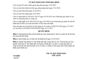 Quyết định 40/2017/QĐ-UBND quản lý dịch vụ công ích đô thị trên địa bàn Hòa Bình