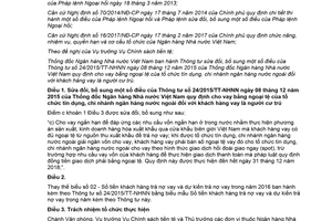 Thông tư 18/2017/TT-NHNN sửa đổi Thông tư 24/2015/TT-NHNN