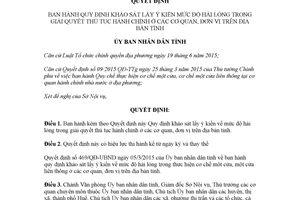 Quyết định 2709/QĐ-UBND 2017 khảo sát về mức độ hài lòng trong giải quyết thủ tục ở cơ quan Huế