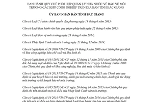 Quyết định 35/2017/QĐ-UBND quản lý nhà nước về bảo vệ môi trường khu công nghiệp Bắc Giang