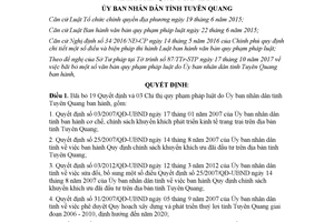 Quyết định 19/2017/QĐ-UBND bãi bỏ văn bản quy phạm pháp luật của Ủy ban tỉnh Tuyên Quang