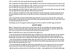 Quyết định 565/QĐ-UBND 2017 công bố thủ tục hành chính ngành tài nguyên môi trường Kon Tum