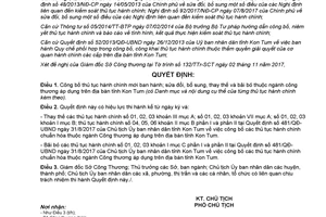Quyết định 570/QĐ-UBND 2017 công bố thủ tục hành chính mới ngành công thương Kon Tum
