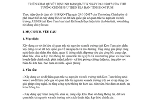 Kế hoạch 3105/KH-UBND 2017 triển khai Quyết định 1618/QĐ-TTg Kon Tum