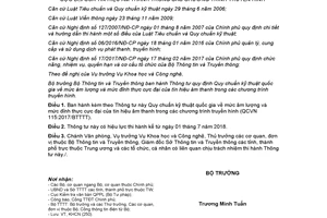 Thông tư 34/2017/TT-BTTTT Quy chuẩn kỹ thuật quốc gia về mức âm lượng chương trình truyền hình