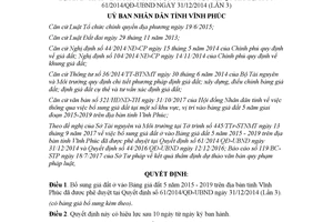 Quyết định 44/2017/QĐ-UBND bổ sung giá đất ở vào Bảng giá đất 5 năm Vĩnh Phúc