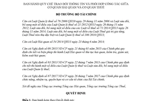 Quyết định 2413/QĐ-BTC 2017 trao đổi thông tin giữa cơ quan Hải quan và cơ quan Thuế