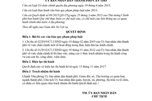 Quyết định 06/2017/QĐ-UBND bãi bỏ văn bản quy phạm pháp luật Cần Thơ
