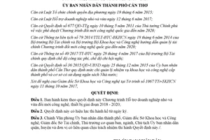 Quyết định 2792/QĐ-UBND 2017 Hỗ trợ doanh nghiệp nhỏ và vừa đổi mới công nghệ Cần Thơ