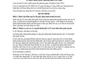 Quyết định 11/2017/QĐ-UBND phân cấp thẩm quyền cấp giấy phép kinh doanh karaoke Cần Thơ