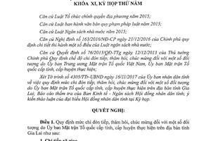Nghị quyết 74/2017/NQ-HĐND mức chi đón tiếp đối tượng do Mặt trận tổ quốc tỉnh thực hiện Gia Lai