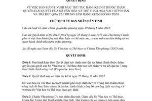 Quyết định 2981/QĐ-UBND 2017 thủ tục hành chính thẩm quyền Sở Văn hóa Thể thao Huế