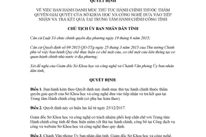 Quyết định 2983/QĐ-UBND 2017 danh mục thủ tục hành chính Sở Khoa học công nghệ Huế