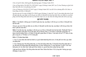 Nghị quyết 15/NQ-HĐND 2017 sáp nhập và đổi tên gọi thôn tổ dân phố Huế