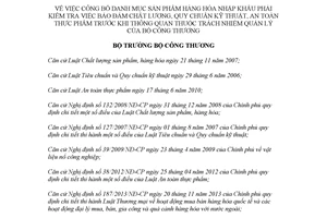 Quyết định 4755/QĐ-BCT 2017 Danh mục hàng hóa nhập khẩu phải kiểm tra trước khi thông quan