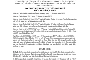 Nghị quyết 38/2017/NQ-HĐND thông qua danh mục công trình dự án cần thu hồi đất Huế