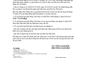 Thông báo 6289/TB-KBNN 2017 tỷ giá hạch toán ngoại tệ