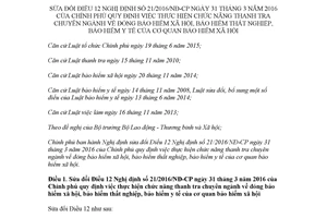 Nghị định 161/2017/NĐ-CP sửa đổi Điều 12 Nghị định 21/2016/NĐ-CP bảo hiểm xã hội