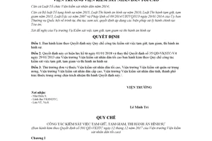 Quyết định 501/QĐ-VKSTC 2017 Quy chế công tác kiểm sát việc tạm giữ tạm giam thi hành án hình sự