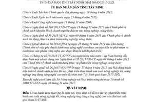 Quyết định 45/2017/QĐ-UBND hỗ trợ lãi vay phát triển thực hành sản xuất nông nghiệp tốt Tây Ninh