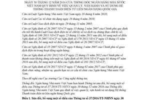 Thông tư 23/2017/TT-NHNN sửa đổi Thông tư 37/2016/TT-NHNN Thanh toán điện tử liên ngân hàng