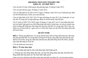 Nghị quyết 19/NQ-HĐND 2017 chuyển mục đích sử dụng đất trồng lúa đất rừng tỉnh Bến Tre 2018