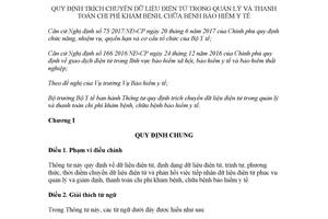 Thông tư 48/2017/TT-BYT trích chuyển dữ liệu điện tử trong quản lý chi phí khám chữa bệnh