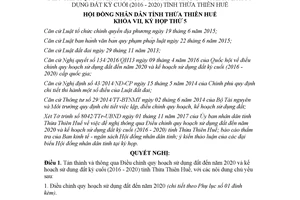 Nghị quyết 37/2017/NQ-HĐND điều chỉnh quy hoạch sử dụng đất kế hoạch sử dụng đất kỳ cuối Huế