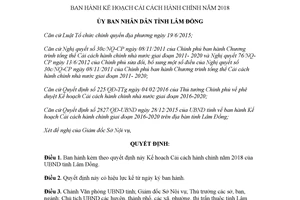 Quyết định 2820/QĐ-UBND 2017 Kế hoạch Cải cách hành chính Lâm Đồng 2018