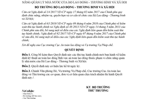 Quyết định 1872/QĐ-LĐTBXH 2017 công bố thủ tục hành chính phạm vi chức năng Bộ Lao động