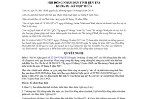 Nghị quyết 25/2017/NQ-HĐND bãi bỏ Nghị quyết 22/2007/NQ-HĐND Bến Tre