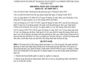 Nghị quyết 24/2017/NQ-HĐND bổ sung đối tượng được vay vốn ngân sách xuất khẩu lao động Bến Tre