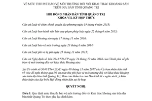 Nghị quyết 27/2017/NQ-HĐND mức thu phí bảo vệ môi trường khai thác khoáng sản Quảng Trị