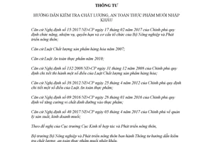Thông tư 27/2017/TT-BNNPTNT hướng dẫn kiểm tra chất lượng an toàn thực phẩm muối nhập khẩu