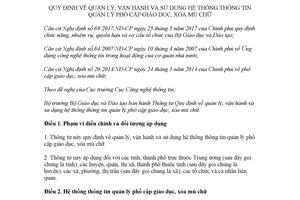 Thông tư 35/2017/TT-BGDĐT vận hành và sử dụng hệ thống thông tin quản lý phổ cập giáo dục