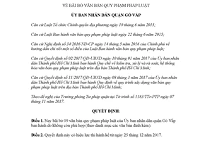 Quyết định 01/2017/QĐ-UBND bãi bỏ văn bản quy phạm pháp luật quận Gò Vấp Hồ Chí Minh