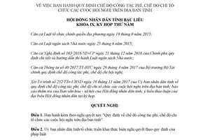 Nghị quyết 13/2017/NQ-HĐND Quy định chế độ công tác phí chi hội nghị Bạc Liêu