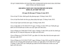 Nghị quyết 09/2017/NQ-HĐND phân cấp nguồn thu chậm nộp ngân sách địa phương Hồ Chí Minh