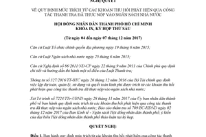 Nghị quyết 08/2017/NQ-HĐND mức trích từ khoản thu hồi qua thanh tra Hồ Chí Minh