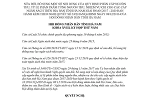 Nghị quyết 26/2017/NQ-HĐND sửa đổi bổ sung Nghị quyết 33/2016/NQ-HĐND Hà Nam