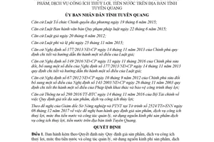 Quyết định 24/2017/QĐ-UBND giá sản phẩm dịch vụ công ích thuỷ lợi tiền nước Tuyên Quang