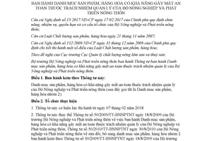 Thông tư 28/2017/TT-BNNPTNT Danh mục sản phẩm hàng hóa có khả năng gây mất an toàn