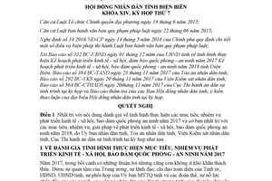 Nghị quyết 76/2017/NQ-HĐND nhiệm vụ trọng tâm phát triển kinh tế xã hội Điện Biên