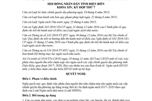 Nghị quyết 84/2017/NQ-HĐND phân chia nguồn thu tiền chậm nộp cho ngân sách các cấp Điện Biên