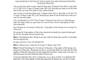 Thông tư 29/2017/TT-BNNPTNT Quy chuẩn kỹ thuật quốc gia đối với sản phẩm sữa tươi nguyên liệu