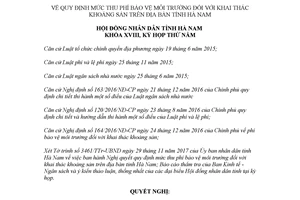 Nghị quyết 31/2017/NQ-HĐND mức thu phí bảo vệ môi trường đối với khai thác khoáng sản Hà Nam
