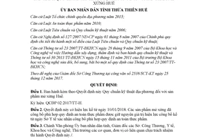 Quyết định 106/2017/QĐ-UBND Quy chuẩn kỹ thuật địa phương đối với sản phẩm mè xửng Huế
