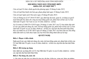 Nghị quyết 79/2017/NQ-HĐND mức chi hoạt động giám sát phản biện xã hội Điện Biên